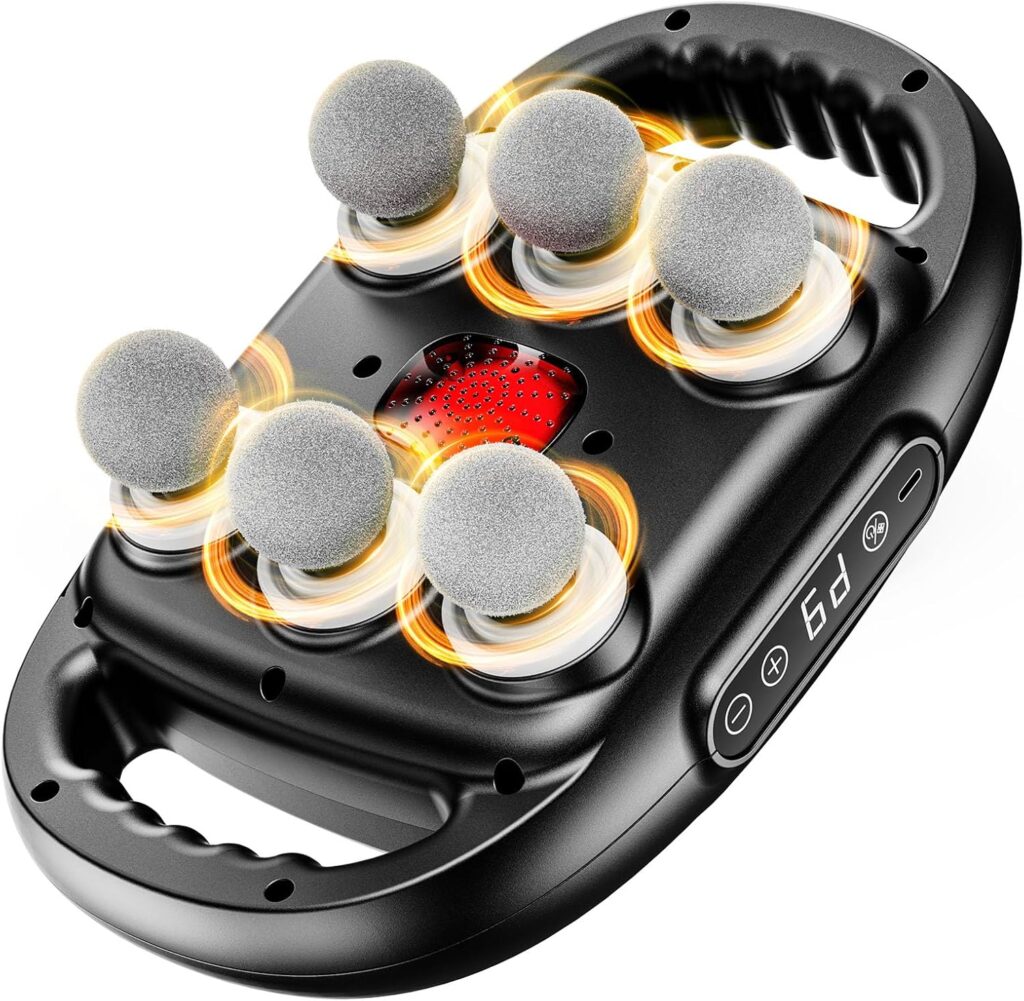 6-Head Massage Gun, Deep Tissue Back Massager with 9 Adjustable Intensities & 9 Modes, Electric Percussion Massager, Gun Tool for Back/Shoulders/Legs/Arms/Neck & Full Body Muscle Pain Relief