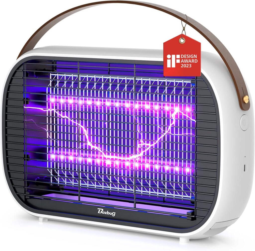 Buzbug LED Bug Zapper Outdoor Indoor, 10 Years Lifespan Lamp, Rechargeable 5200mAh Battery, Portable Camping Fruit Fly Mosquito Moth Gnat Wasp Trap, Killer, Zapper -MA015C (White)