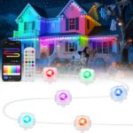 Permanent Outdoor Lights, 100ft Smart Eave Lights with 72 LED Lights, IP67 Waterproof, App Control, DIY RGBIC Light for House Halloween Decorations, Compatible with Alexa and Google Assistant, White