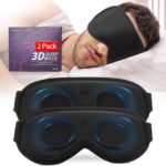 3D Sleep Mask for Men&Women, 2 Pack Contour Eye Masks for Sleep, Side Sleeping Mask for Men&Women, Blackout Eye Mask for Sleeping Eye Mask, Airplane Travel Essentials for Men, Meditation Black & Black