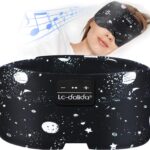 LC-dolida Sleep Mask with Bluetooth Headphones, Extra Large Silk Eye Mask for Sleeping Side Day Sleepers, Sleep Headphones Bluetooth 5.4 for Women Men with Thin Speaker, Blackout, Comfort, Microphone
