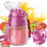 Portable Blender, Prasky Personal Blenders for Shakes and Smoothies with 27oz Cup, Lid and Shoulder Strap,Type-C USB Rechargeable, Personal Size Blenders BPA-free for Gym/Travel/Kitchen (Rose Red)