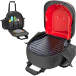 Camping Grill Bag Compatible with Coleman Fold N Go Grill & Stove, Portable Gas Stove Carrying Case with 2 Side Pockets for 1lb Propane Cylinders, and Tools Pockets, Black