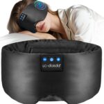 LC-dolida Luxurious Silk Soft Sleep Mask, Sleep Headphones with Bluetooth 5.4 for Side Sleeper, Total Blackout Eye Sleeping Mask for Women and Men, Ideal Gift for Restful Sleep, Travel(Black)