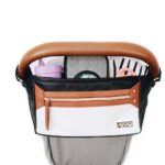 Itzy Ritzy Adjustable Stroller Caddy and Organizer Bag Featuring Front Zippered Pocket, 2 Built-In Interior Pockets & Adjustable Straps to Fit Nearly Any Stroller (Coffee and Cream)