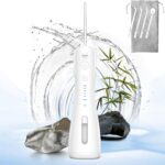 Water Flosser [Dental Cordless Portable] 6 Modes & IPX7 Waterproof Rechargeable Oral Irrigator Water Teeth Cleaner Floss Pick, Home Use WaterFlossers for Braces Bridges/Gum Care (White)
