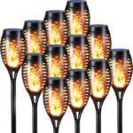 Toodour Solar Halloween Lights Outdoor, 12 Pack LED Torch Lights Flickering Flame, Waterproof Solar Outdoor Light – Landscape Decoration Lighting for Garden, Lawn, Yard, Halloween Decorations