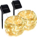 Twinkle Star 2 Pack Solar String Lights Outdoor, Total 80 FT 240 LED Solar Fairy Lights Outside Waterproof 8 Modes, Christmas Tree Light for Patio Garden Party Backyard Wedding Decor Warm White