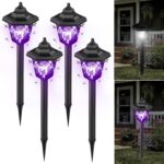 Qualirey 4 Pcs Solar Bug Zapper Outdoor Mosquito Repellent Mosquito Killer Lamp 2 in 1 LED Waterproof Zapper for Home Backyard Patio Garden Lawn Pathway Camping