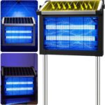 Bug Zapper Outdoor Solar Powered, Zwiran Mosquito Zapper Indoor with 4500V High Powered, Electric Fly Zapper with Extension Cord and Grounding Bracket, Rechargeable Waterproof Mosquito Killer
