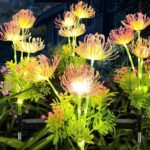 Solar Garden Lights Outdoor, 4 Pack Solar Flowers Lights,12 Head Waterproof Flower with Glowing Stems, Outdoor Solar Light for Yard, Pathway, Garden Decor & Gardening Gift