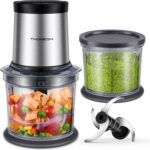 Food Processor 4 Cup, Electric Food Chopper, 【Small but Powerful】Meat Grinder with 2 Bowls, 2 Speed & 4 Blades for Vegetable, Meat, Nuts, Functions for Chopping, Dicing, Mixing and Puree