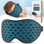 LitBear Breathable Sleep Mask, 3D Eye Mak Sleep for Side Sleepers Women Men, Light Blocking Sleeping Mask with Adjustable Strap, Soft Lightweight Eye Cover for Travel, Night Work, Nap, Office – Blue