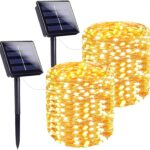 Extra-Long 144FT Solar String Lights for Outside, 2 Pack 400LED Solar Fairy Lights Outdoor, Waterproof Copper Wire with 8 Modes Twinkle Lights for Tree Garden Party Xmas Wedding Decor (Warm White)