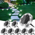 Peasur Solar Ground Lights Outdoor, 8 Pack Flat Solar Powered Disc Lights, IP68 Waterproof, Anti-Rust, Landscape Lighting for Pathway Garden Yard Lawn Walkway Landscape Driveway, Mini, Cool White