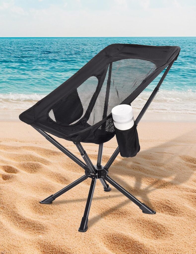 Portable Chairs for Adults Foldable, Fast Setup, Lightweight & Small Folding Chair with Cup Holder, Side Pocket and Carry Bag – Support 350 LBS