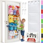 Honeyera The Original Stuffed Animal Storage (Patented) – Over Door Organizer for Stuffies, Toy Plush, Hammock Baby Hanging Storage Net for Big Girls, Toddler, Large Bag Animals, White