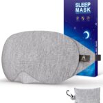 Mavogel Cotton Sleep Eye Mask – Updated Design Light Blocking with Adjustable Nose Bridge, Soft and Comfortable Night Eye Mask for Men Women, Eye Blinder for Shift Work, Includes Travel Pouch, Grey