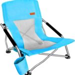 Nice C Low Beach Camping Folding Chair, Ultralight Backpacking Chair with Cup Holder & Carry Bag Compact & Heavy Duty Outdoor, Camping, BBQ, Beach, Travel, Picnic, Festival (Set of 1 Blue)
