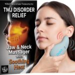 TMJ Relief Products Jaw Massager w/ Soothing Heat, Patented TMJ Massage Tool w/ 10 Gentle Vibration Modes, Eases TMJ Jaw & Neck Pain, Stiffness, Tension, Headaches, Migraine Relief