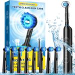TEETHEORY Rotating Electric Toothbrush for Adults with 8 Brush Heads, Sensitive Gum Care Electric Toothbrush with 3 Modes and 2 Min Smart Timer, Rechargeable Last 60 Days
