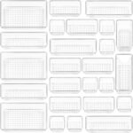 Vtopmart 25 PCS Clear Plastic Drawer Organizers Set, 4-Size Versatile Bathroom and Vanity Drawer Organizer Trays, Storage Bins for Makeup, Bedroom, Kitchen Gadgets Utensils and Office