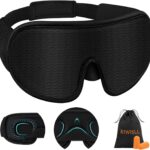 Sleep Mask, Super Soft 3D Contoured Cup Sleeping Mask, Upgraded 100% Blockout Light Sleep Masks for Women Men with Adjustable Strap, Comfortable Concave Molded Eye Covers for Sleeping, Black