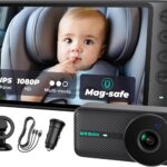 NO.1 Magnetic Baby Car Camera, 5” 1080P IPS Magnetic Mount Monitor, Auto Night Vision, 360° Rotation Car Camera for Baby with Zoom & Mirror Mode, USB-Powered Baby Monitor for Rear Facing
