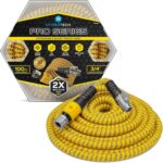 HydroTech 100 ft Expandable Garden Hose – Pro Series, 2x Max Flow, 3/4″ No-Kink Flexibility, Lightweight Hose for Lawn, Garden, Car Washing, Deck and Patio Cleaning