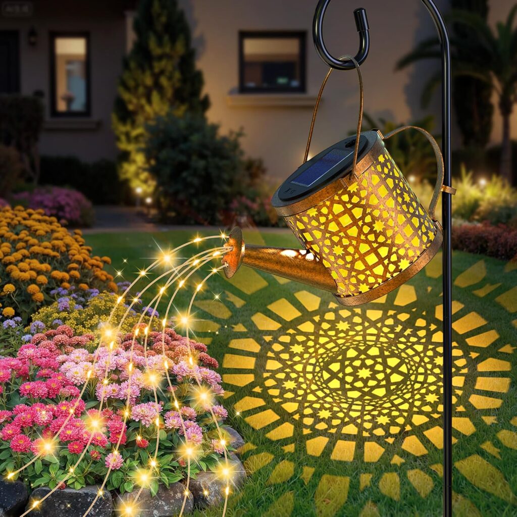 Solar Watering Can Lights Waterproof, Solar Lights Outdoor Decorative Garden Decor Metal Hanging Lights for Outside Patio Pathway Yard, Christmas Birthday Gardening Gifts