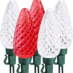 Brizled Red & White Christmas Lights, 66ft 100 LED C9 Faceted Christmas Lights, Connectable Outdoor Strawberry String Light, 120V UL Certified Indoor Xmas Light for Tree House Garden Party & Holiday