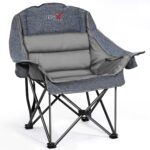 Oversized Camping Chair, Portable Folding Padded Camp Chairs with Side Pocket, Cup Holder, Heavy Duty Support 500LBS Outdoor Lounge Chair for Adults, Fishing, Sports, Trip, Grey