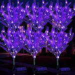 6 Pack Lavender Solar Garden Lights – Outdoor Waterproof Solar Flowers with LED, Solar Powered Garden Décor for Pathway, Yard, Patio, Lawn, Halloween & Seasonal Decoratio