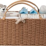 HBlife Large Baby Diaper Caddy Organizer, Paper Rope Storage Baskets Nursery Bin with Removable Divider, Portable Car Organizer for Diapers, Baby Shower Gifts, Newborn Essentials Must Haves