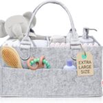 Felt Diaper Caddy – Extra Large Storage for Baby and Toddler Items – Diaper caddy basket – Portable Organizer Easily Holds Diapers, Clothing – Useful for Nursery, Bedroom, Living Room, Car