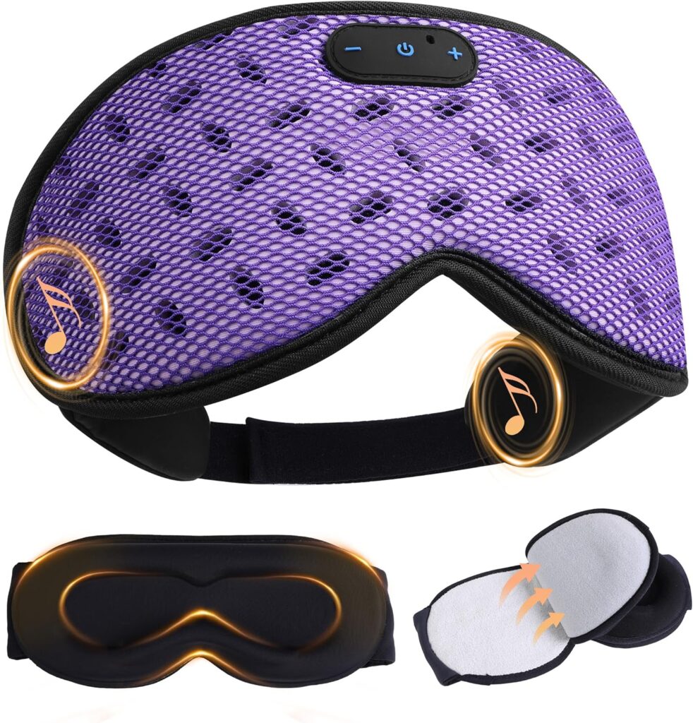 Sleep Mask Headphones with Bluetooth 5.4, LC-dolida Wireless Music Eye Mask for Sleeping Headphones Detachable 3D Eye Cups Cooling Breathable Bluetooth Eye Mask for Side Sleepers