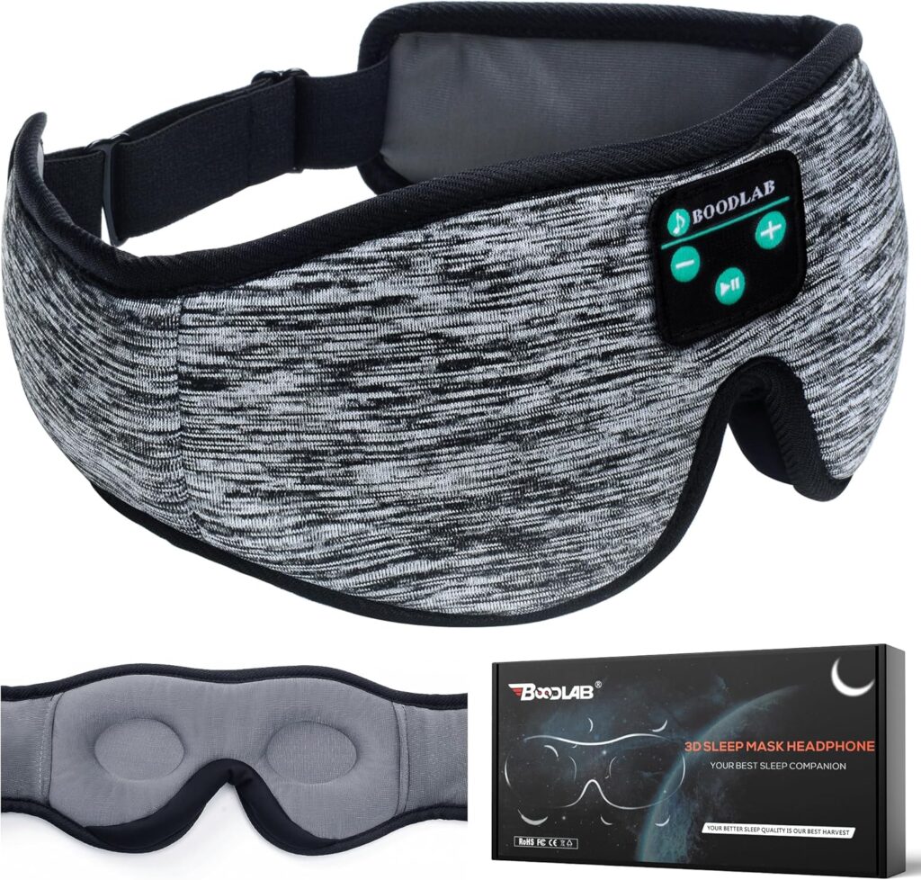 3D Sleep Mask With Bluetooth 5.4 Headphones, Wireless Sleep Headphones with Ultra-Thin HD Stereo Speakers for Side Sleepers, Eye Mask for Blackout & Noise Cancelling, Cool Gifts for Christmas Birthday