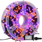 FUNPENY 164FT 500 LED Halloween Lights, 8 Modes Waterproof Plug in String Lights for Halloween Indoor Outdoor Yard Party Wedding Garden Home Decorations (Purple & Orange)