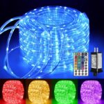 Ollny Rope Lights Outdoor Color Changing, 33FT 100 LED Waterproof Plug in Outdoor String Lights with Remote, 16 Colors Twinkle Rope Lights for Outside Indoor Party Easter Holiday Decorations