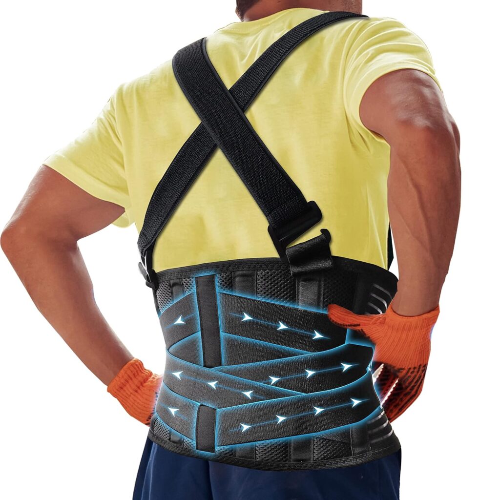 DARLIS Plus Size Back Support Belt with Removable Suspender Straps, Posture Corrector Protector for Heavy Lifting Safety, Work Back Brace for Men Women in Construction, Warehouse Jobs (Fits 3xl, 4xl)