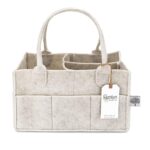 Parker Baby Diaper Caddy – Nursery Storage Bin and Car Organizer for Diapers and Baby Wipes – White, Regular