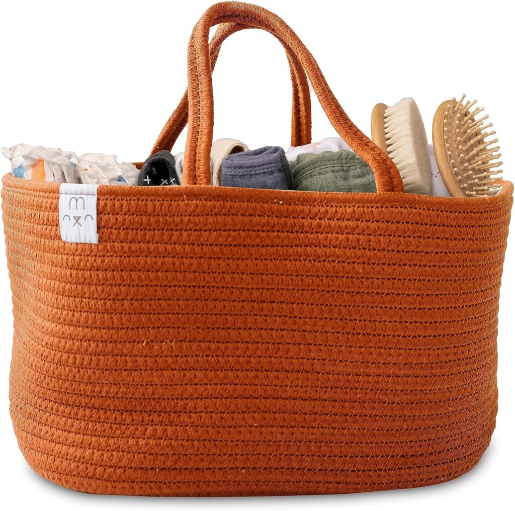 Natemia Baby Diaper Caddy Organizer – Baby Shower Basket for Gifts – Nursery Storage for Diapers, Wipes, Breast Pump – Portable Organizer and Gift Bag – Newborn Essentials