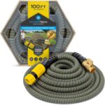 HydroTech 100 ft Expandable Garden Hose with Patented Force Control Technology – 5/8″ No-Kink Flexibility, Lightweight Hose for Lawn, Garden, Car Washing, Deck and Patio Cleaning