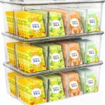 Utopia Home – Tea Bag Organizer With Lids, Clear Pantry Storage Box – (3 Pack) Stackable Partition Organizers or Holder With Lids For Drawers, Countertops, Fridge, Kitchen, Snack & Spice Organization