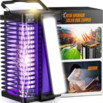 Solar Bug Zapper Outdoor& Indoor, 4200V Mosquito Zapper with Reading Lamp, Cordless & Rechargeable Electric Fly Zapper, 2-in-1 Waterproof Mosquito Repellent Outdoor Patio for Home, Patio,Backyard