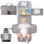 Kopi Baby Portable Diaper Changing Pad – Baby Diaper Changer Travel Bag with Wipes Pocket, Smart Design Portable Changing Mat, Infant Travel Station Kit, Gift for Newborn Girl & Boy – Grey, Classic