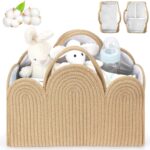 Baby Diaper Caddy Organizer, Cotton Rope Diaper Caddy Basket-Removable Organizer , Cloud Shape Storage Basket for Newborn Diapers and Baby Wipes, Gift for Baby Shower List, Newborn Essentials-Brown