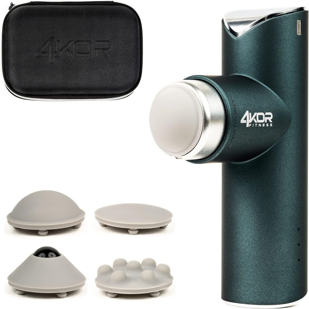 4KOR Fitness Mini Percussion Massage Gun, Rechargeable Handheld Stimulation, Deep Tissue Vibration Massager, Ultra Quiet