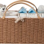 HBlife Baby Diaper Caddy Organizer, Paper Rope Storage Baskets Nursery Bin with Removable Divider, Portable Car Organizer for Diapers, Baby Shower Gifts, Newborn Essentials Must Haves