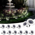SOLPEX Solar Ground Lights, 12 Pack Solar Lights Outdoor Waterproof, 8 LED Solar Powered Landscape Lighting for Garden Yard Patio Pathway Driveway Walkway (Cool White)